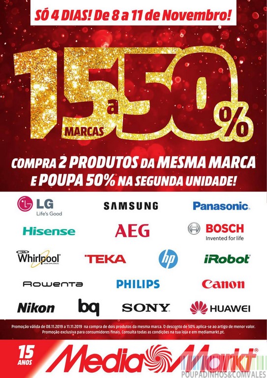 Media Markt - 15 Marcas a 50%. Para celebrar os 15 anos, a Media Markt tem esta nova campanha em vigor, entre os dias ...LER MAIS